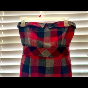 XXI Dress | Size M | Red Plaid | Strapless | Tie in back